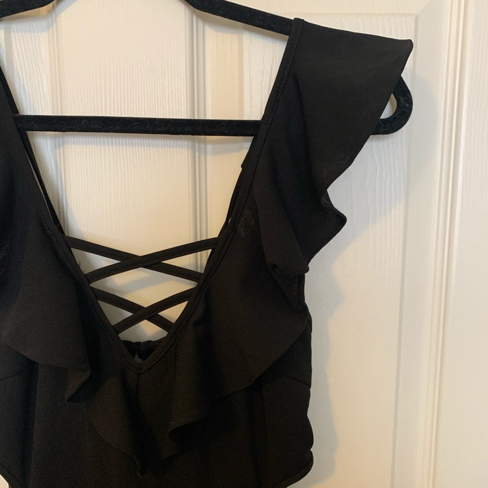 Black Ruffle Sleeve Jumper - Picture 3 of 6